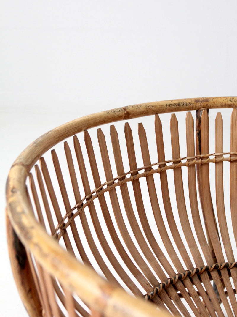 mid-century rattan basket