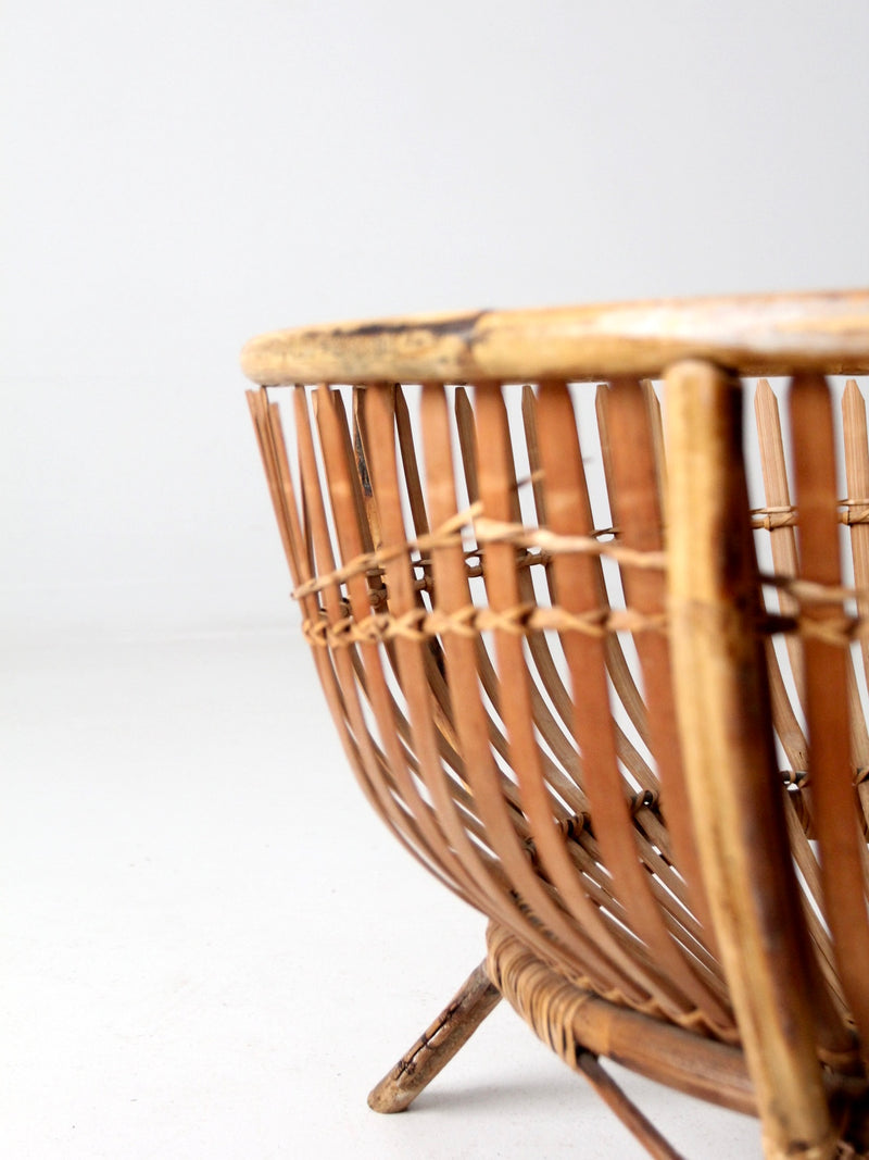 mid-century rattan basket