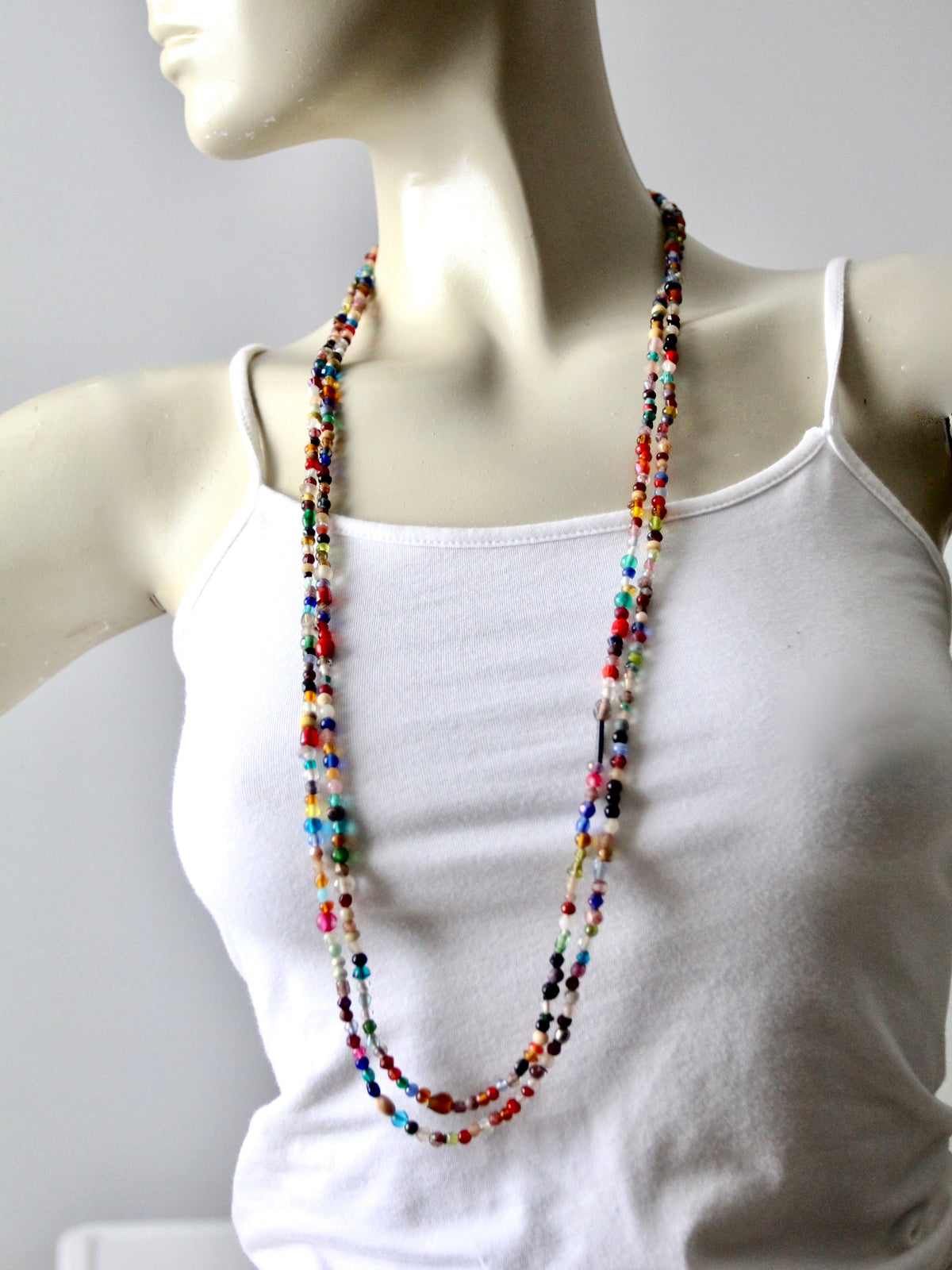 vintage beaded strand necklaces pair