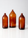 antique brown glass bottles set/3