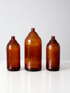 antique brown glass bottles set/3