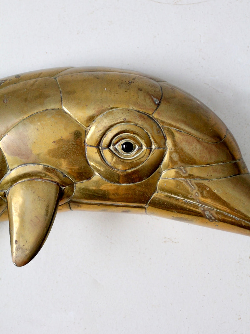 mid-century brass dolphin wall sculpture