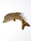 mid-century brass dolphin wall sculpture