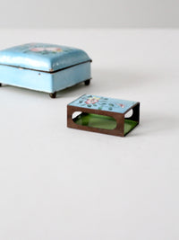 antique Chinese cloissone box and matchbox holder
