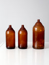 antique brown glass bottles set/3