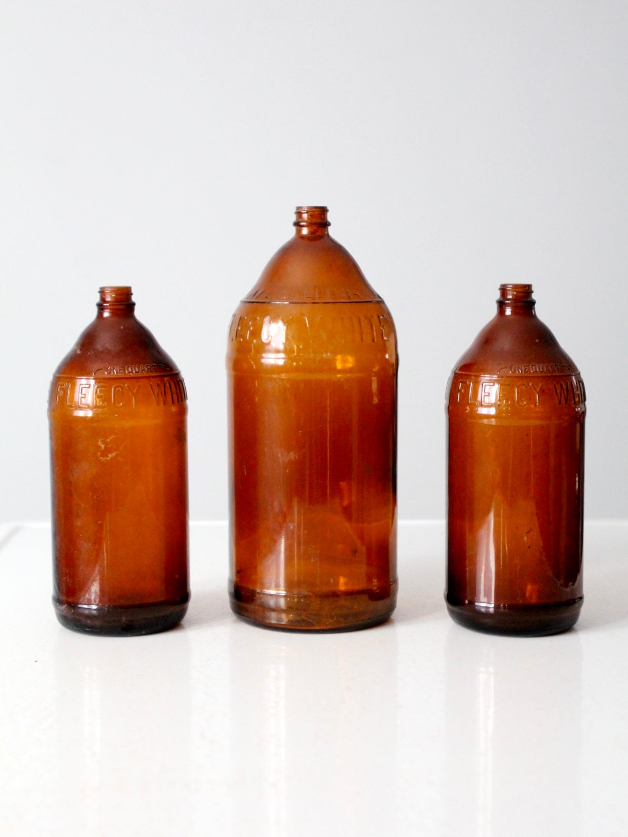 antique brown glass bottles set/3