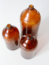 antique brown glass bottles set/3