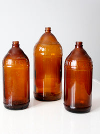 antique brown glass bottles set/3