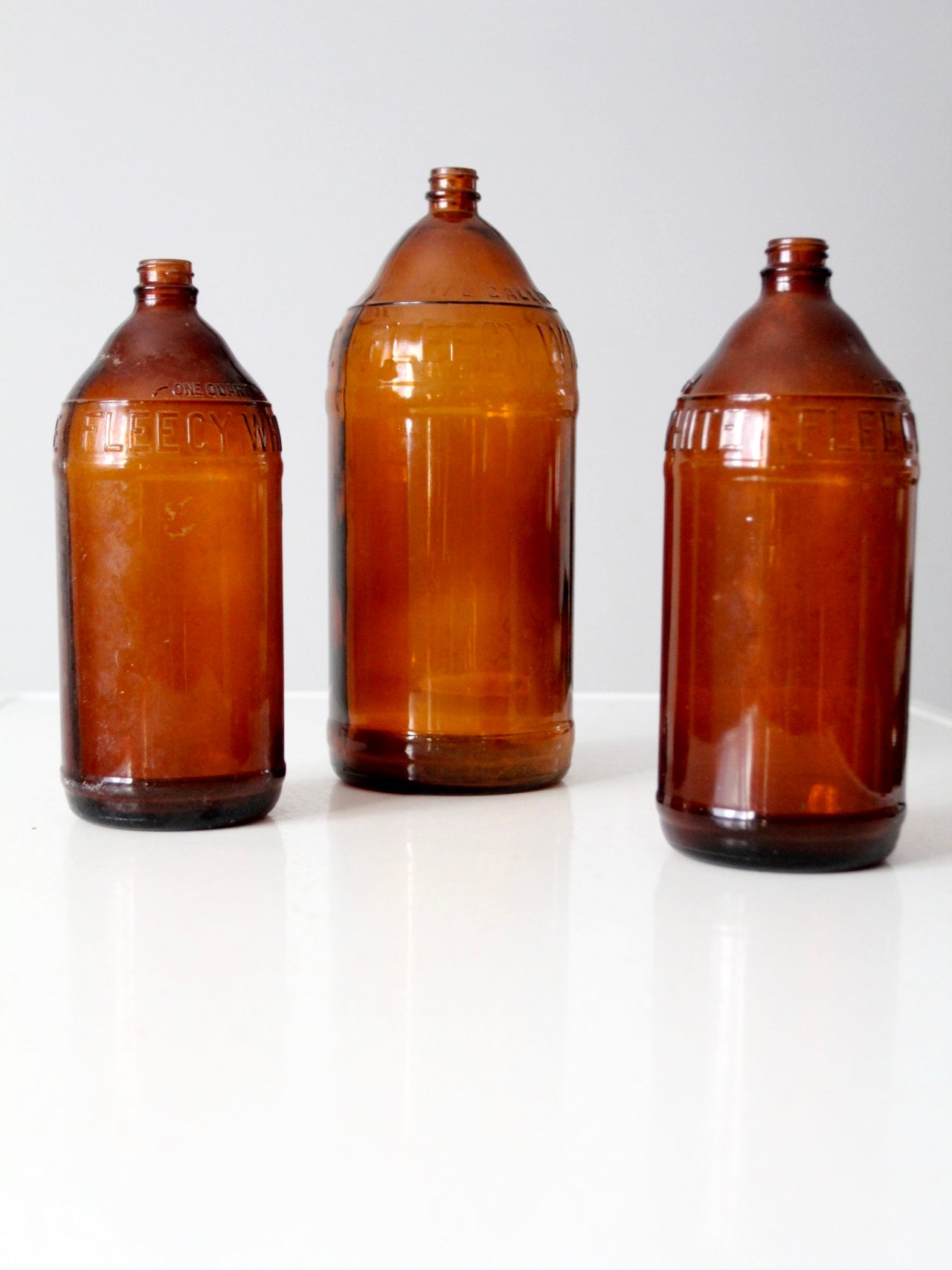 antique brown glass bottles set/3