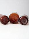 antique brown glass bottles set/3