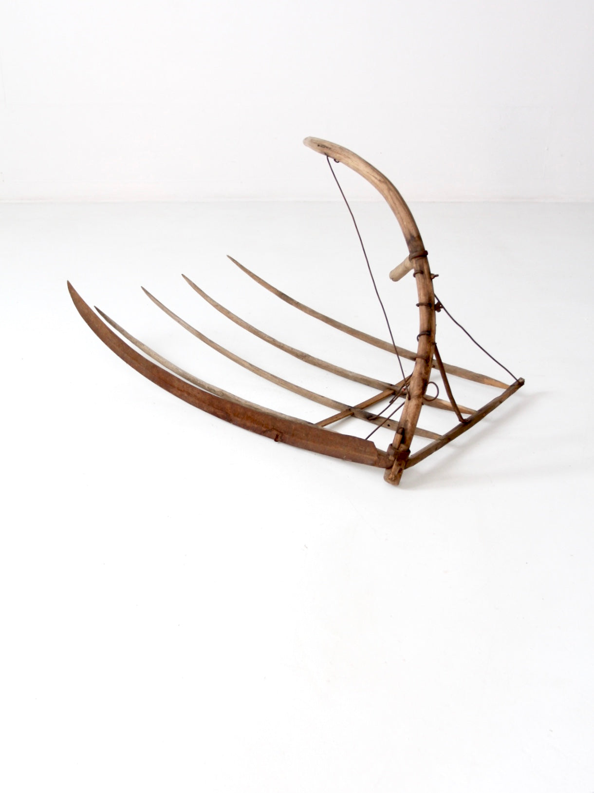 antique grain cradle scythe