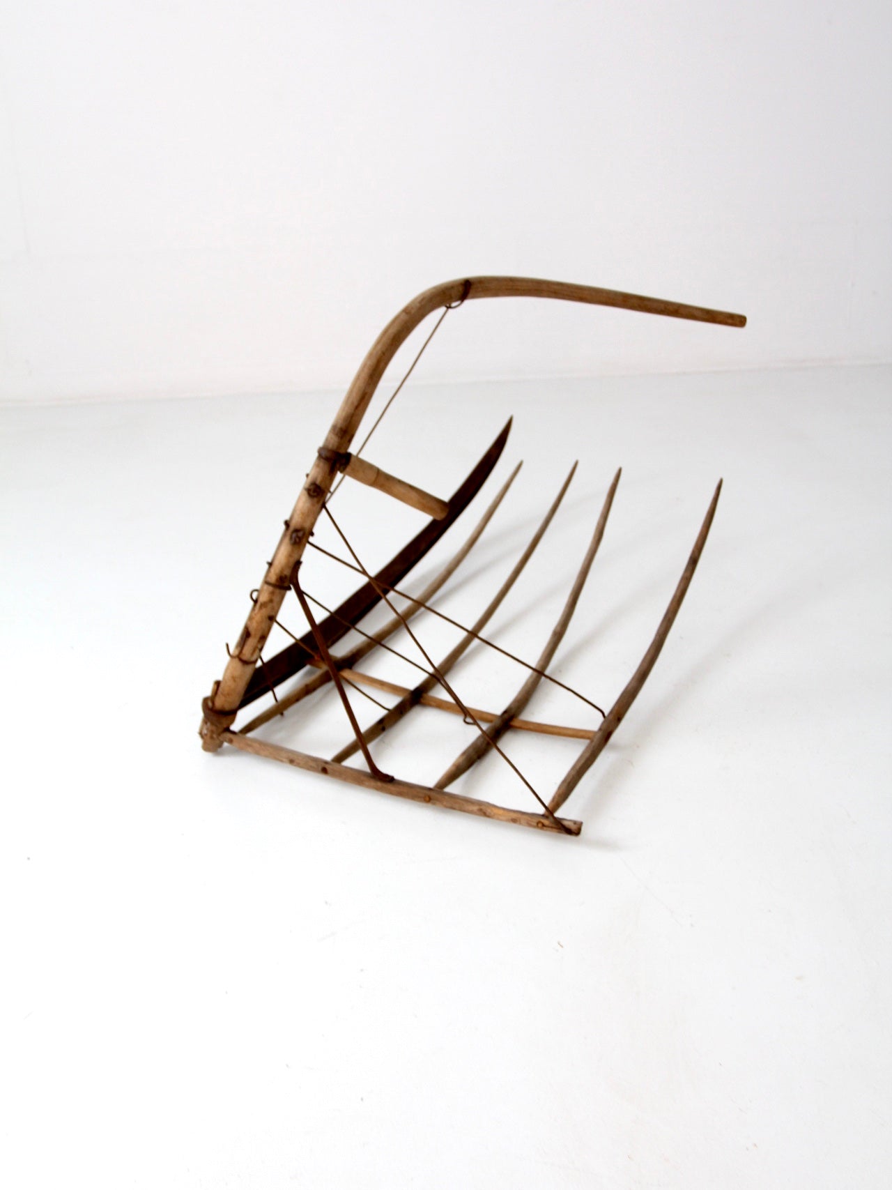antique grain cradle scythe