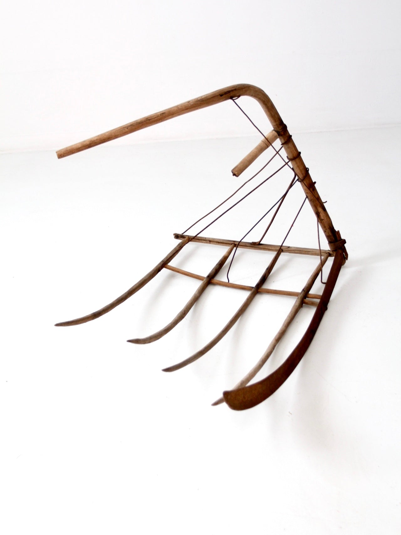 antique grain cradle scythe