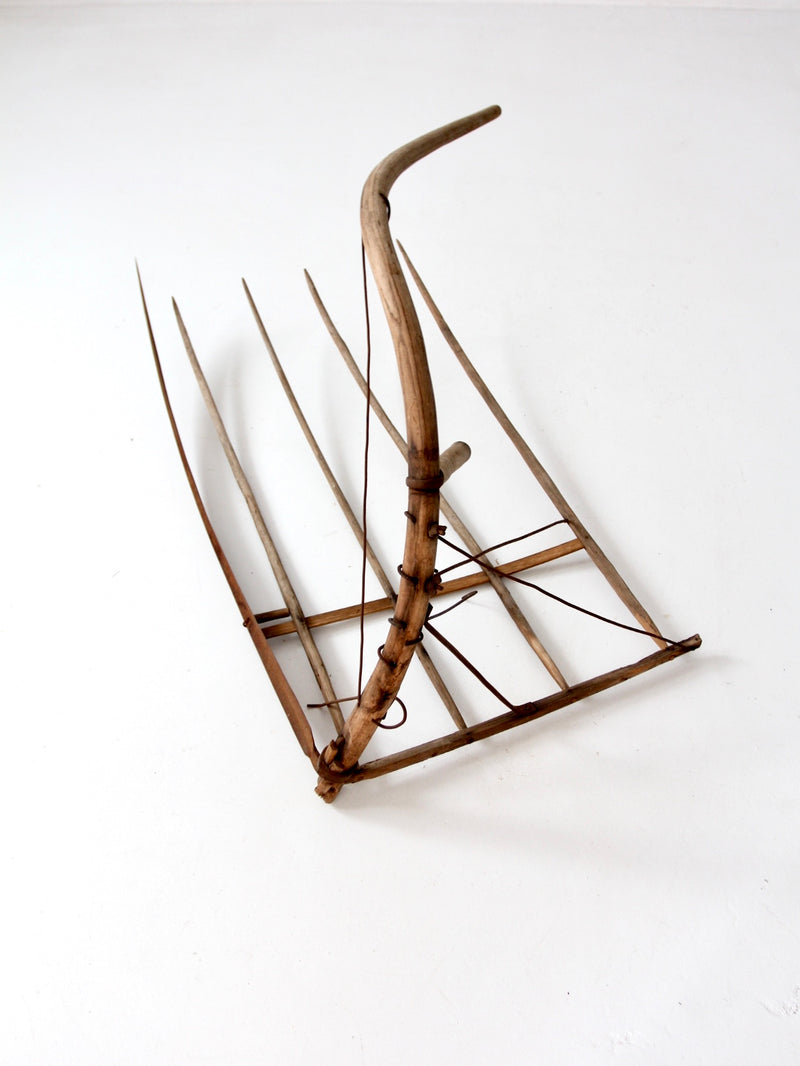 antique grain cradle scythe