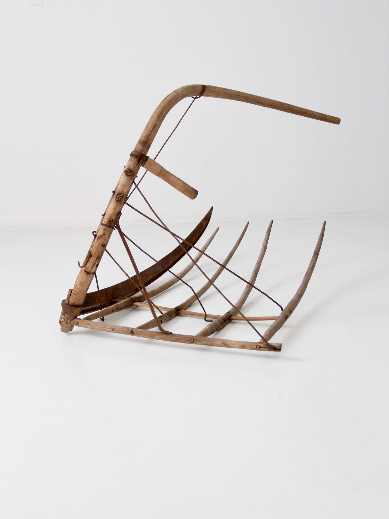 antique grain cradle scythe