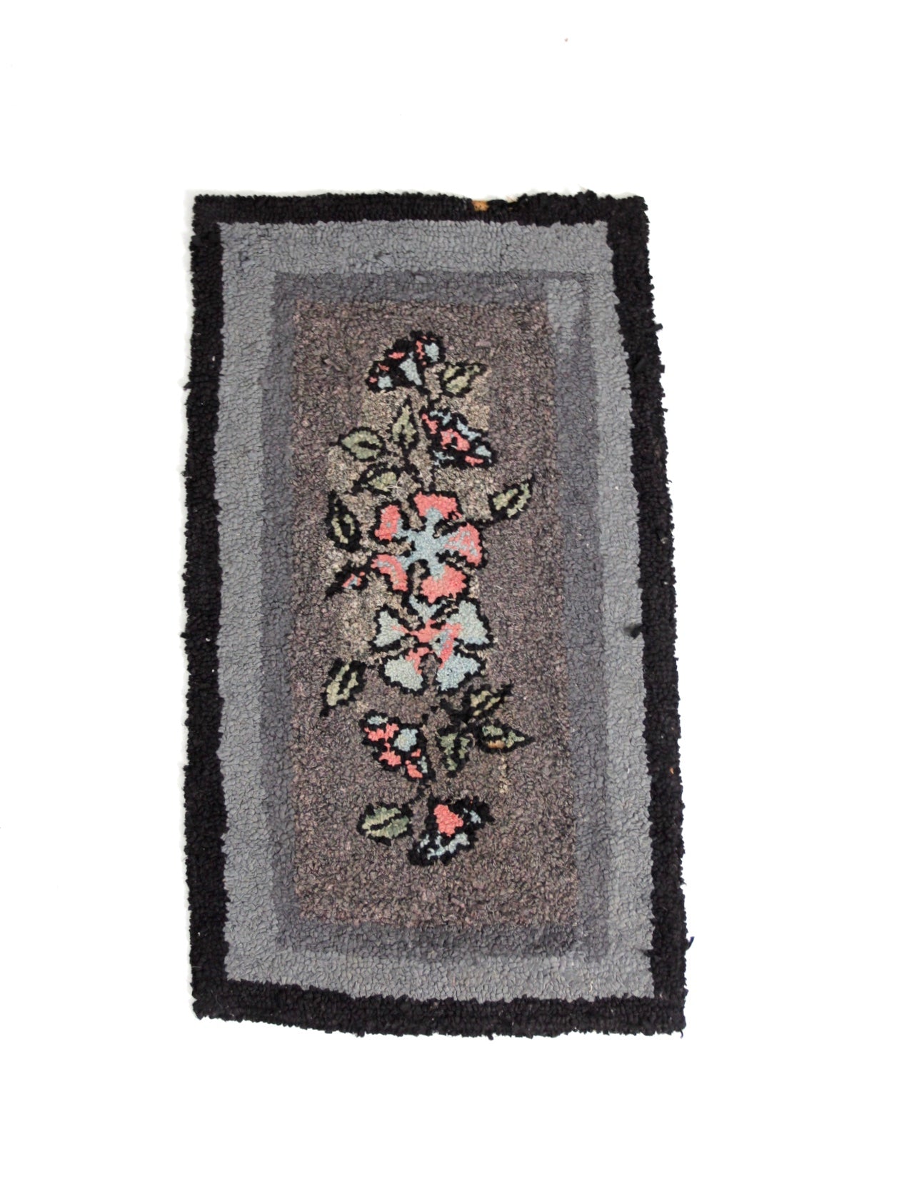 antique hooked rug, 3.5' x 2'