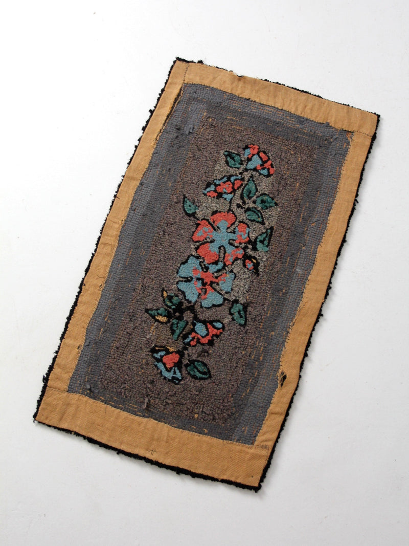antique hooked rug, 3.5' x 2'