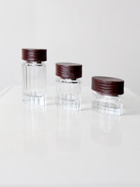 vintage glass jars with leather lids set of 3
