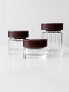 vintage glass jars with leather lids set of 3