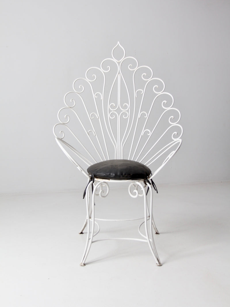 vintage white metal peacock chair