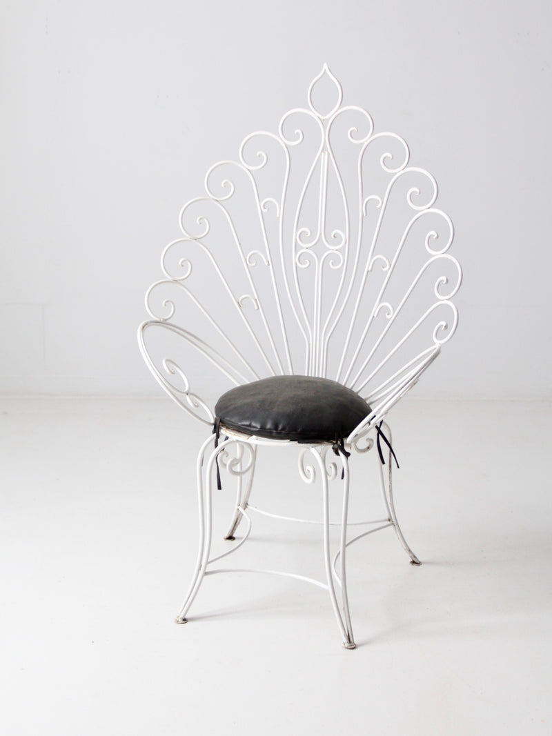 vintage white metal peacock chair