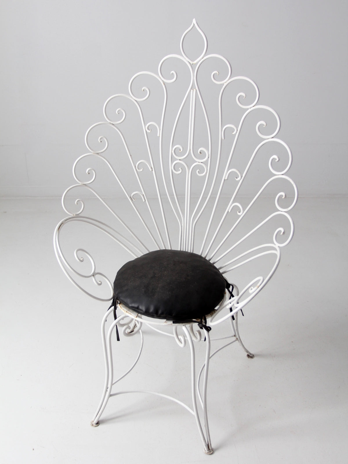 vintage white metal peacock chair