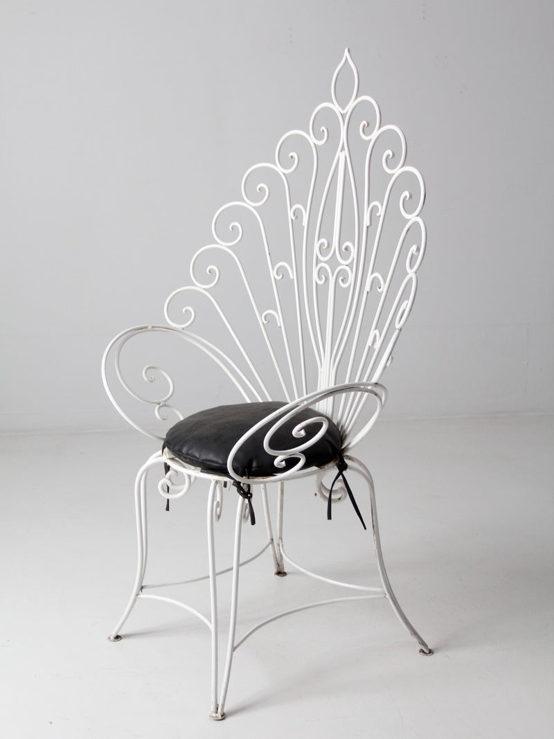 vintage white metal peacock chair