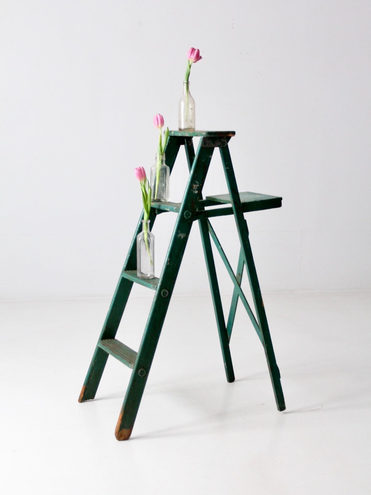 vintage green wood ladder