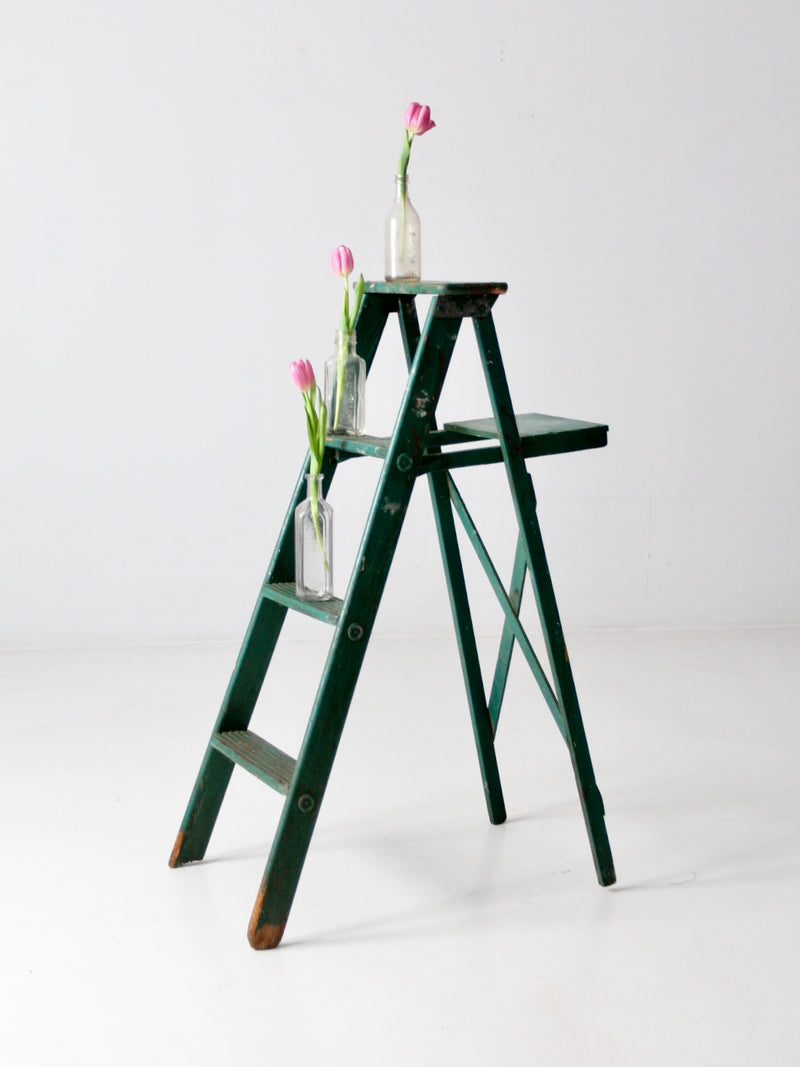 vintage green wood ladder