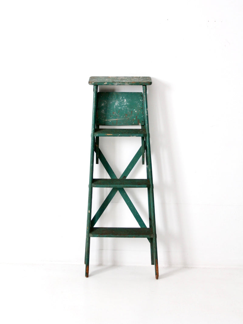 vintage green wood ladder