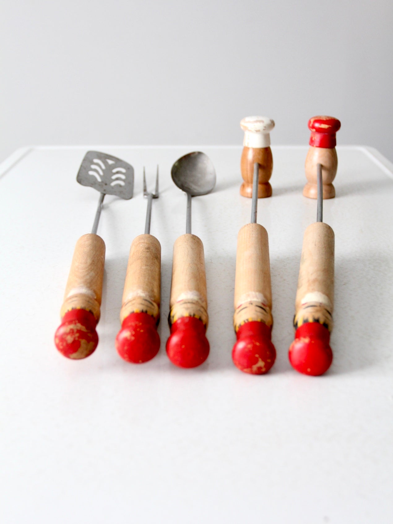 mid-century BBQ grill utensils set