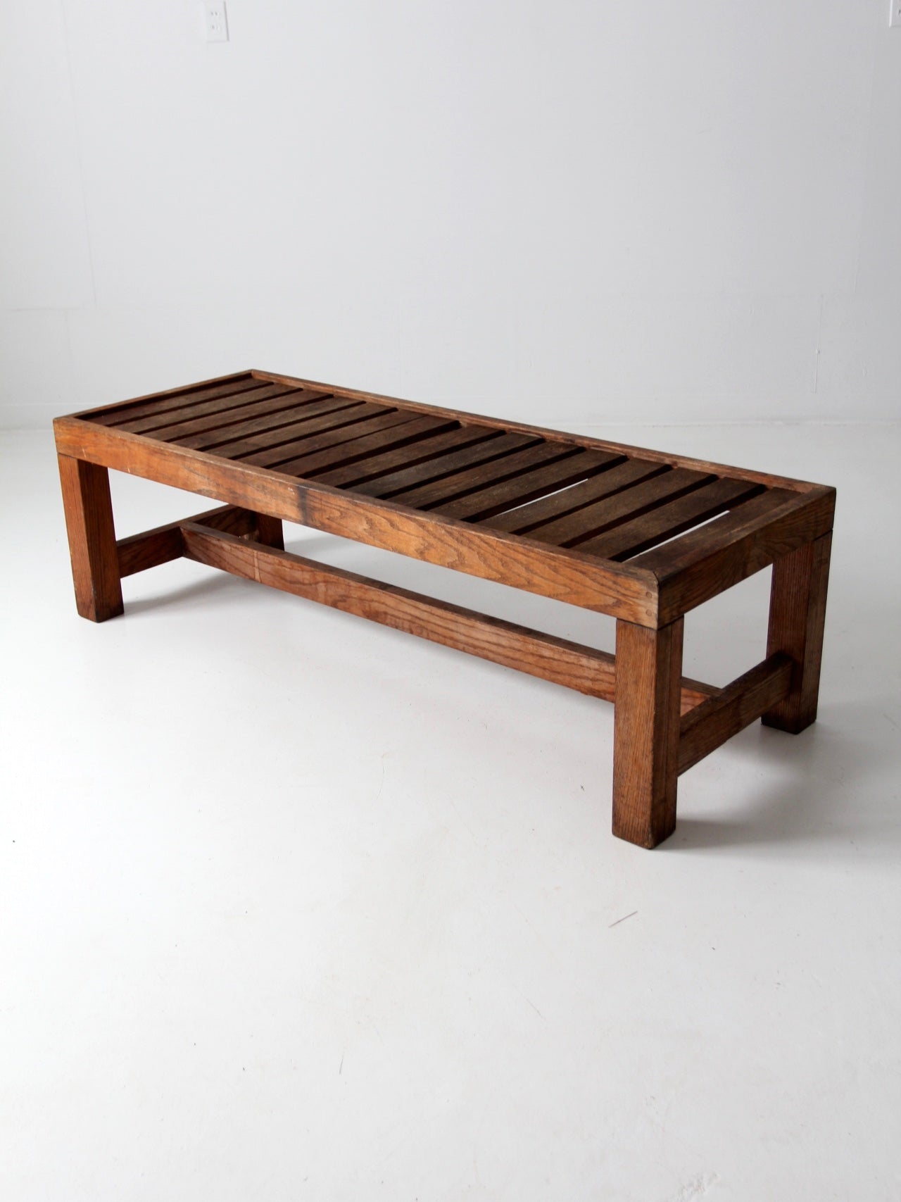 vintage slat wood coffee table or bench