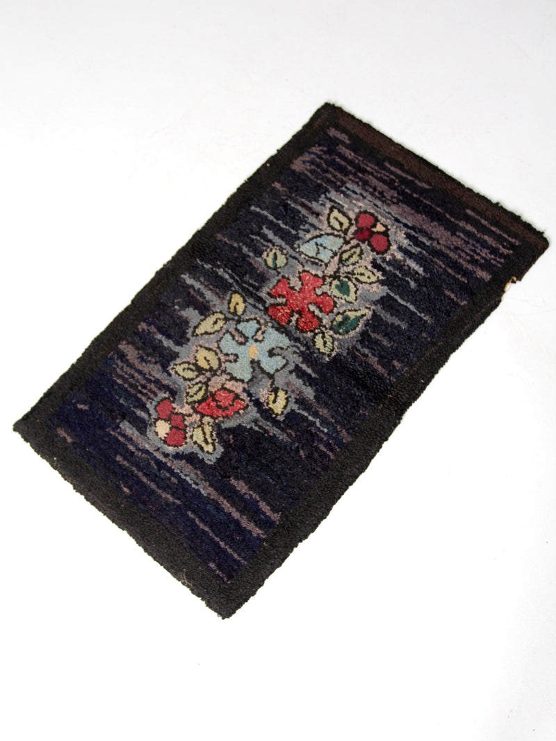 antique hooked floral accent rug