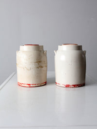 vintage stoneware cookie jars pair