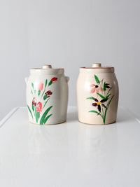 antique stoneware cookie jars pair