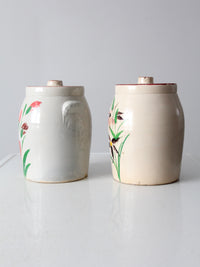 antique stoneware cookie jars pair