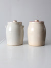 antique stoneware cookie jars pair