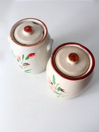 antique stoneware cookie jars pair