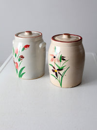 antique stoneware cookie jars pair