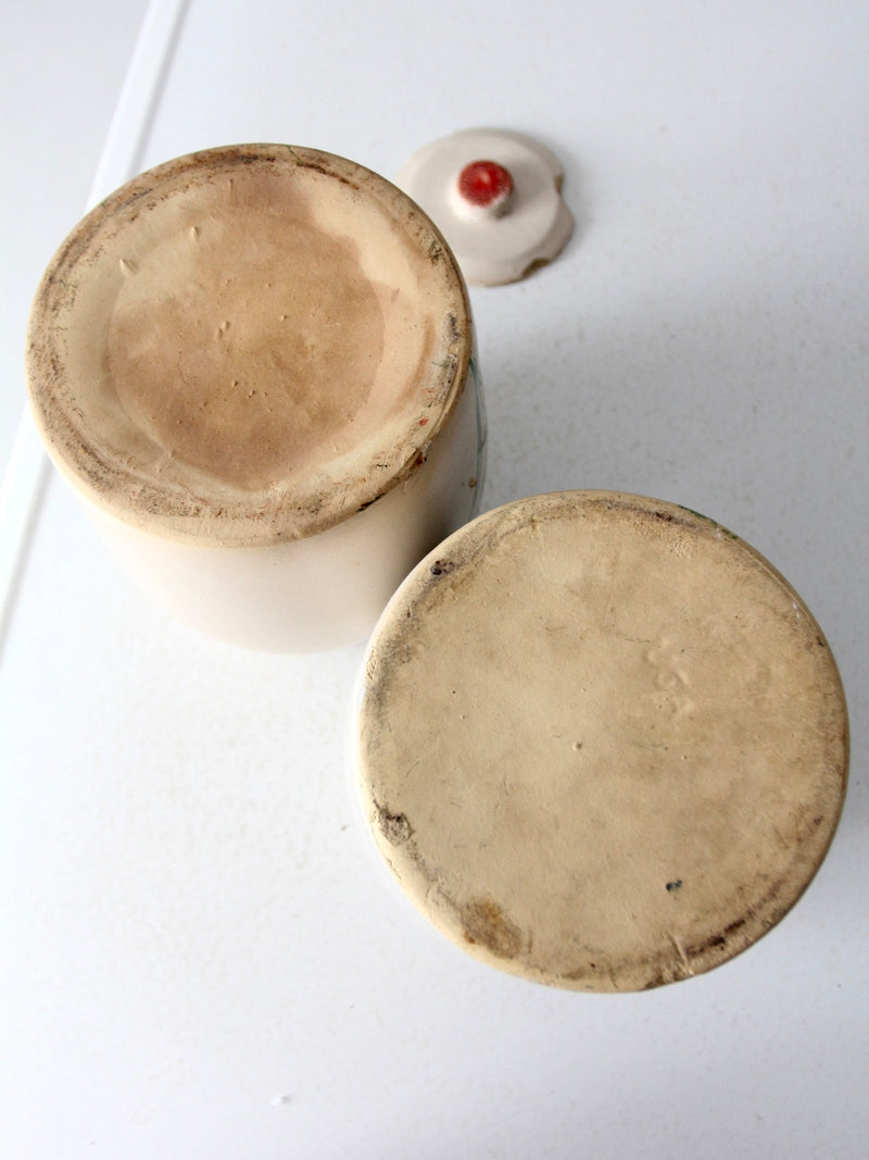 antique stoneware cookie jars pair