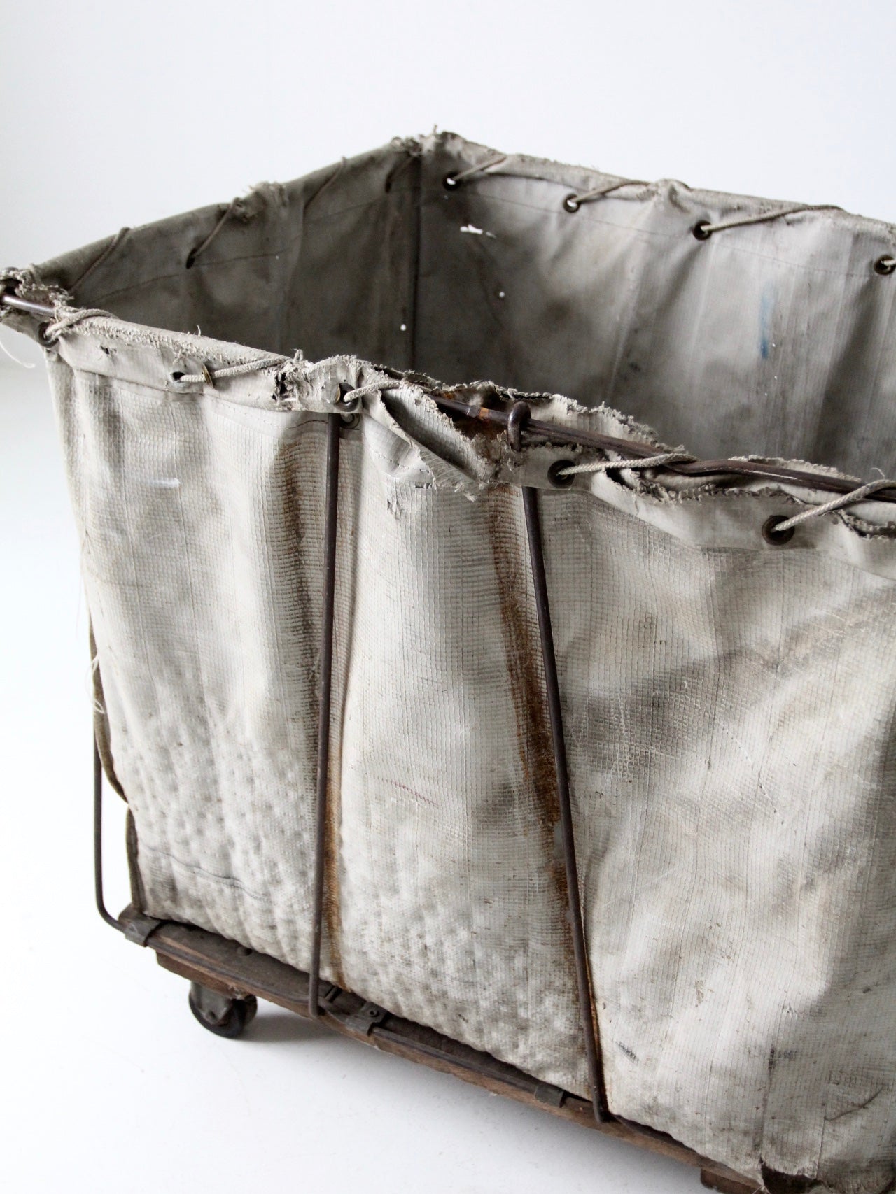 vintage industrial laundry cart