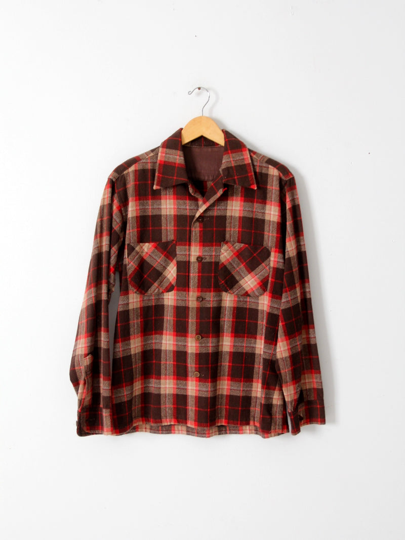 vintage 60s plaid wool shirt