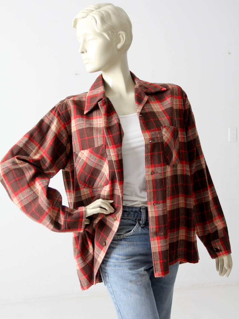 vintage 60s plaid wool shirt