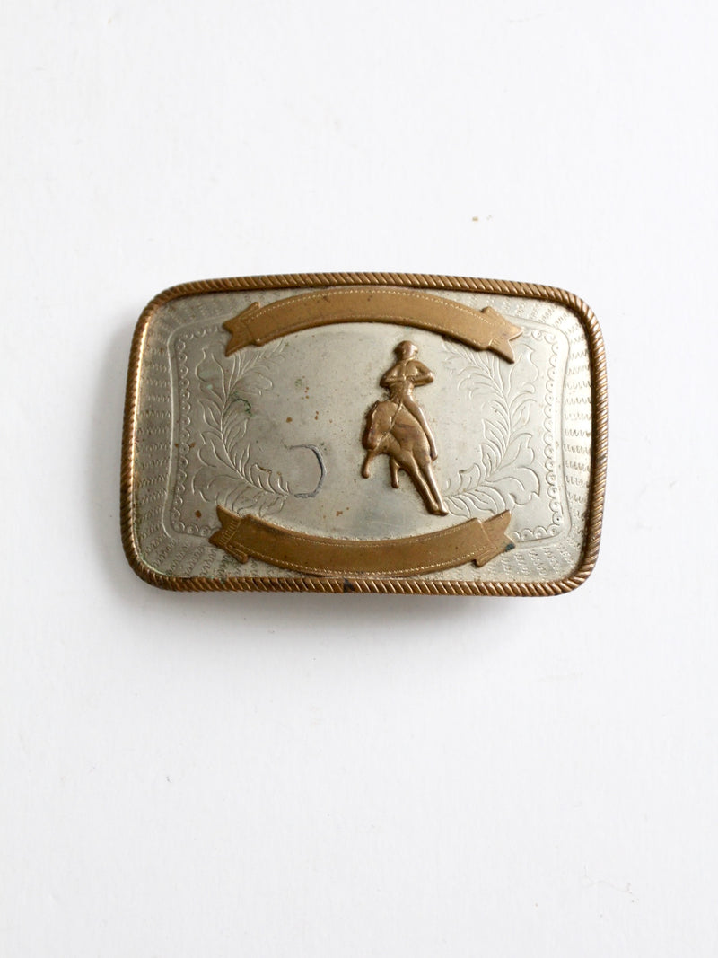 vintage silver cowboy rodeo buckle