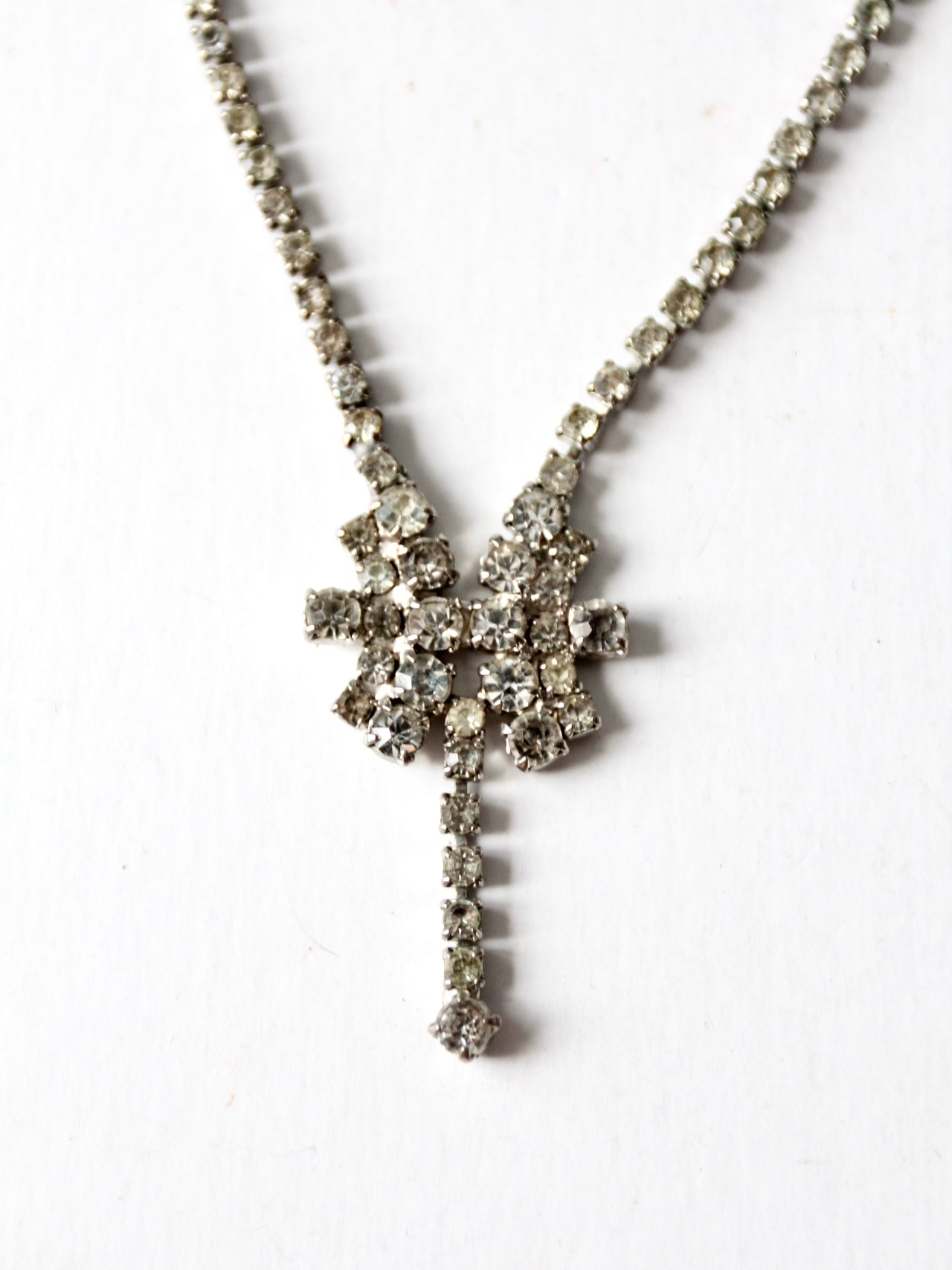 vintage rhinestone drop necklace