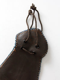antique beaded leather pouch