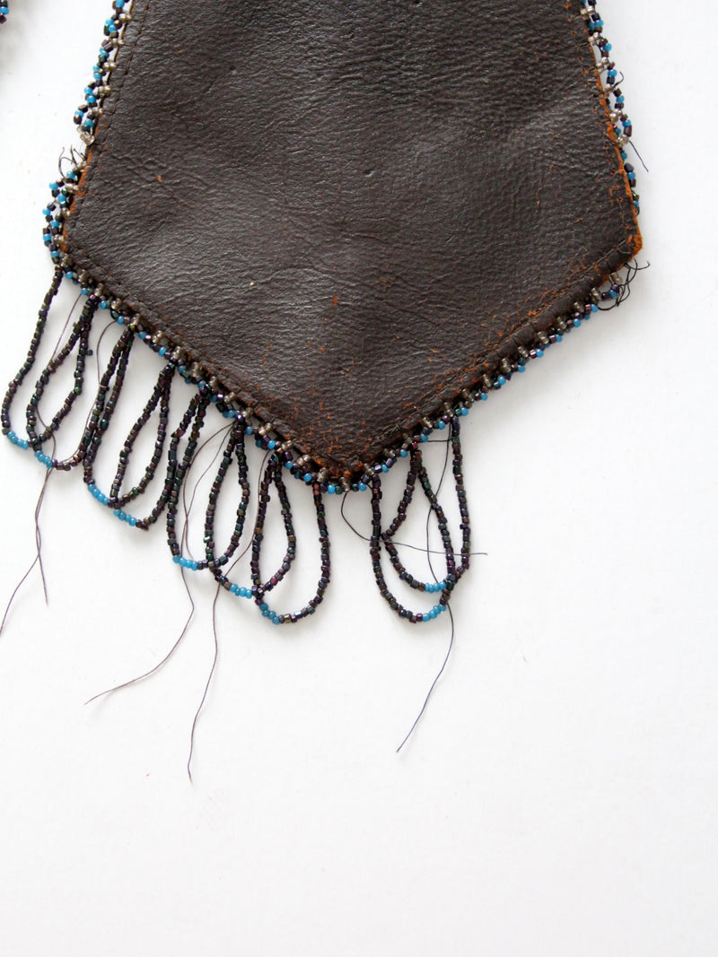 antique beaded leather pouch