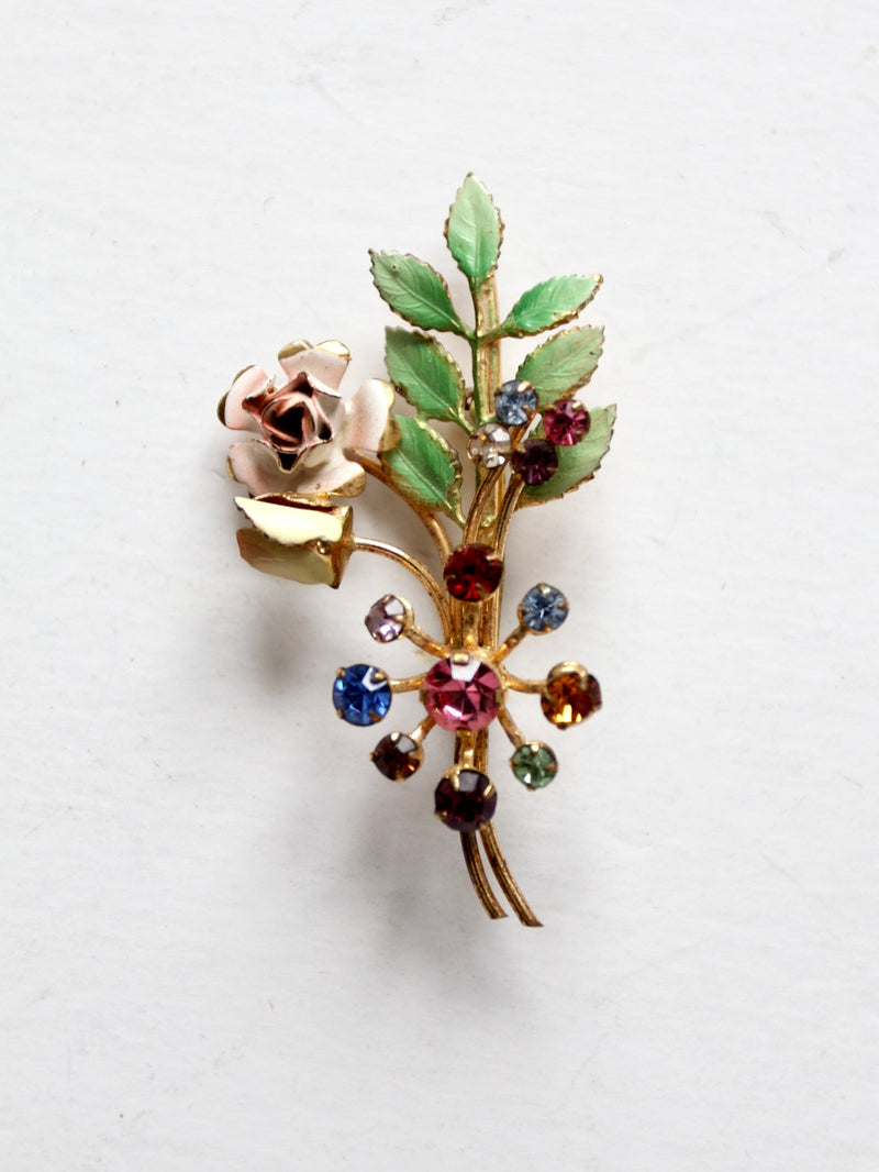 vintage Austrian crystal floral brooch