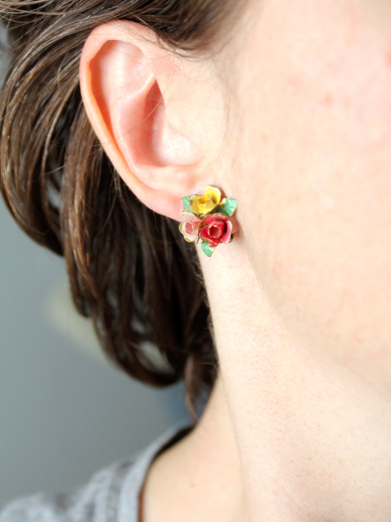 vintage 30s Austrian enamel earrings