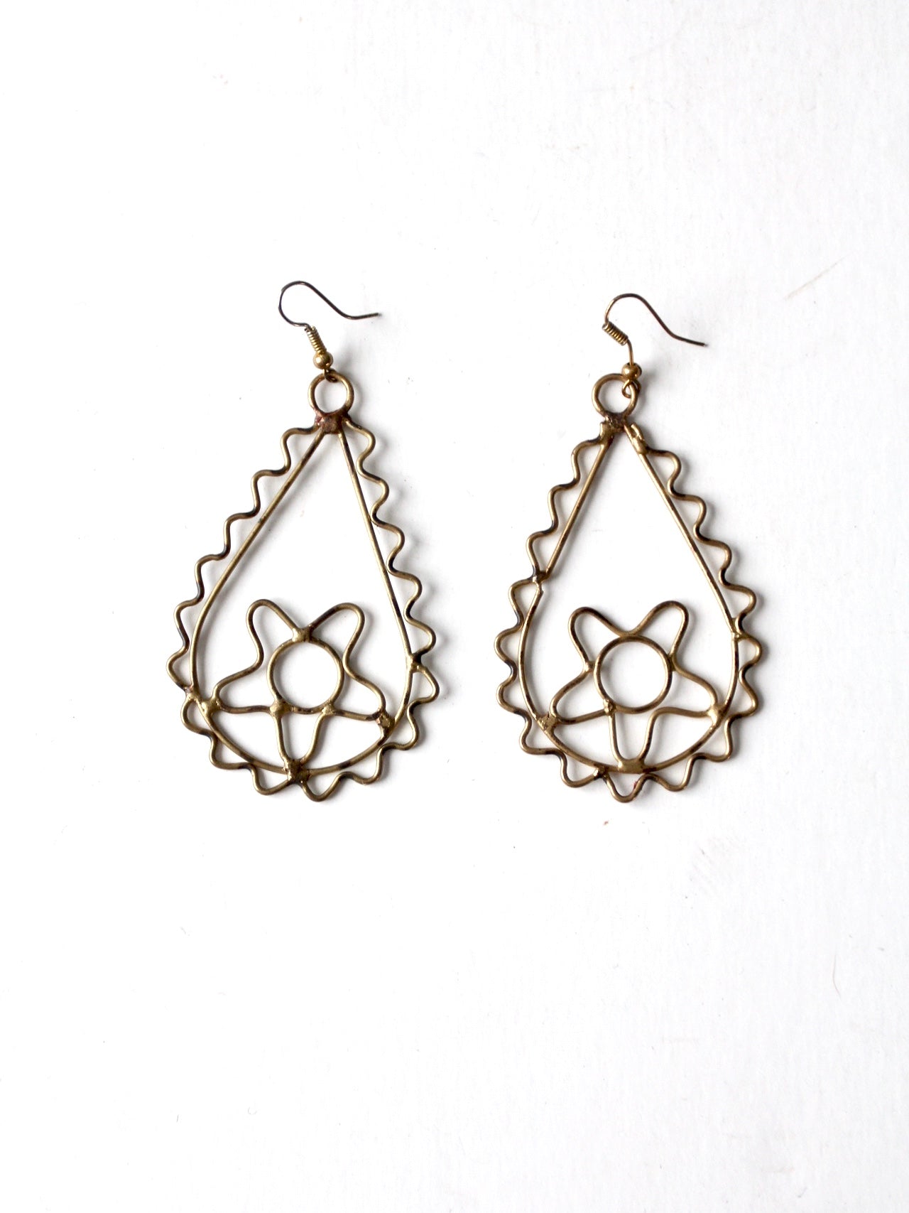 vintage brass boho drop earrings